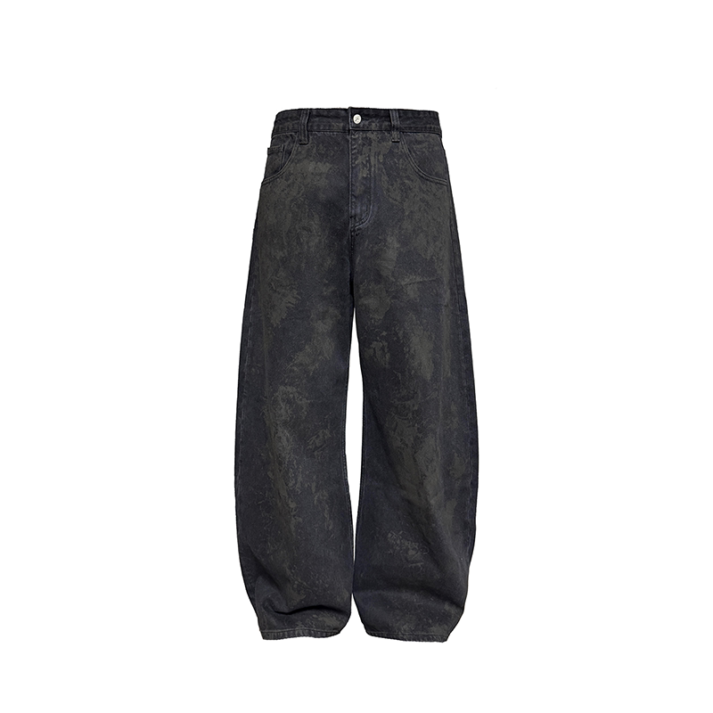 DISTRESSED BLACK DENIM PANTS