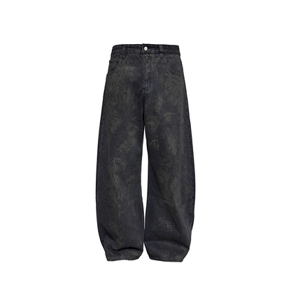 DISTRESSED BLACK DENIM PANTS