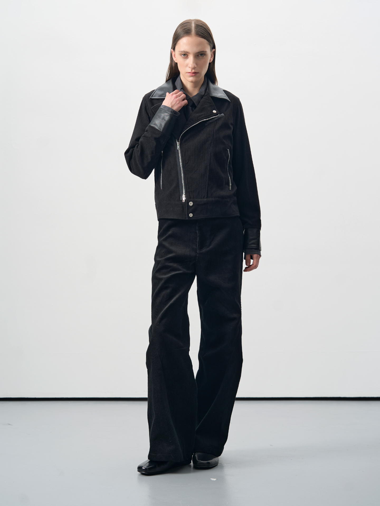 PATCHWORK CORDUROY BIKER JACKET