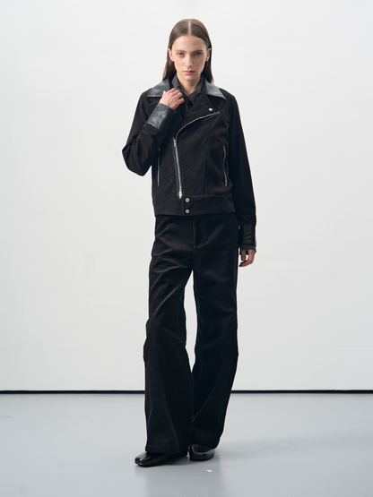 PATCHWORK CORDUROY BIKER JACKET