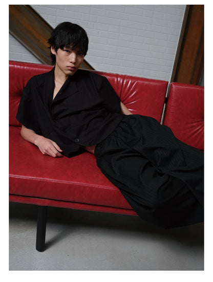 TUXEDO SHORT SHIRT WITH RAGLAN CUFFS