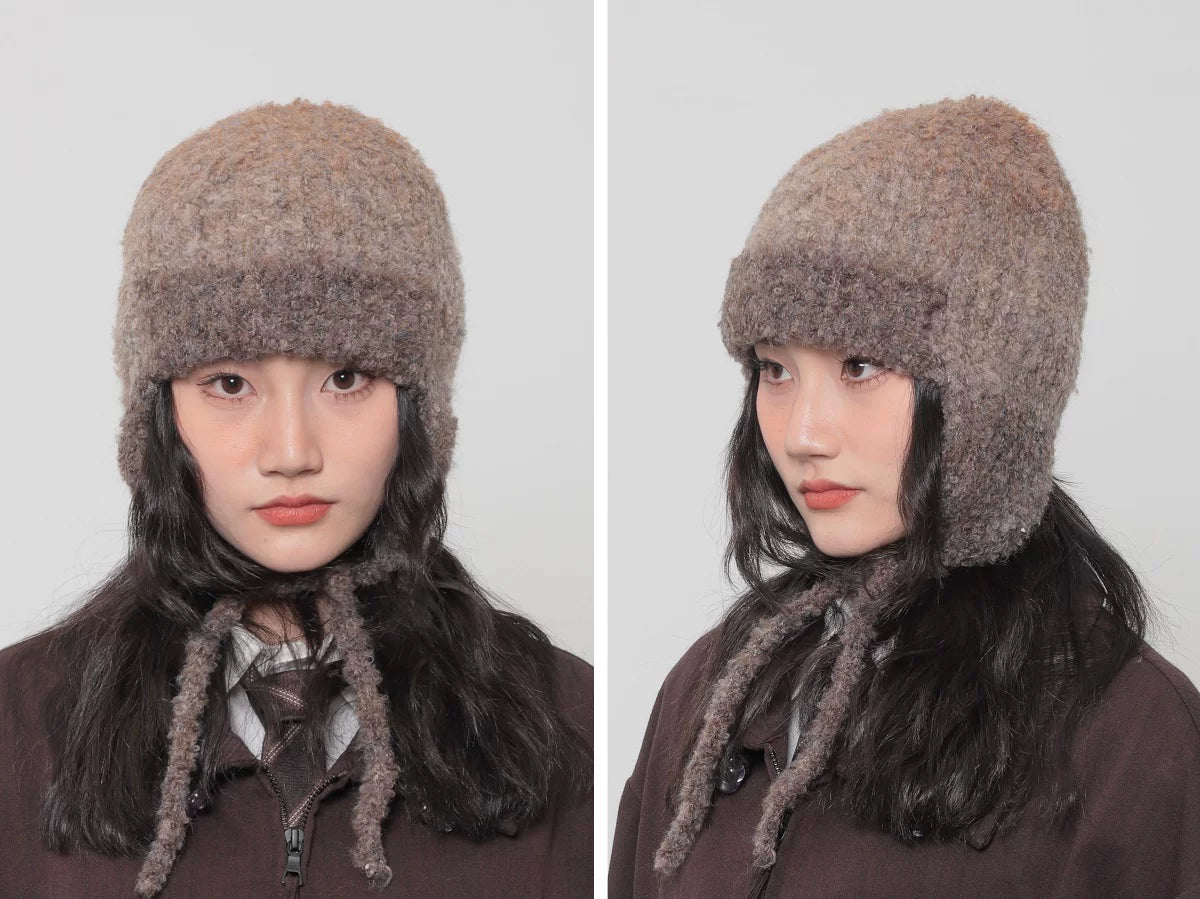 MELANGE EARFLAP KNIT CAP 13