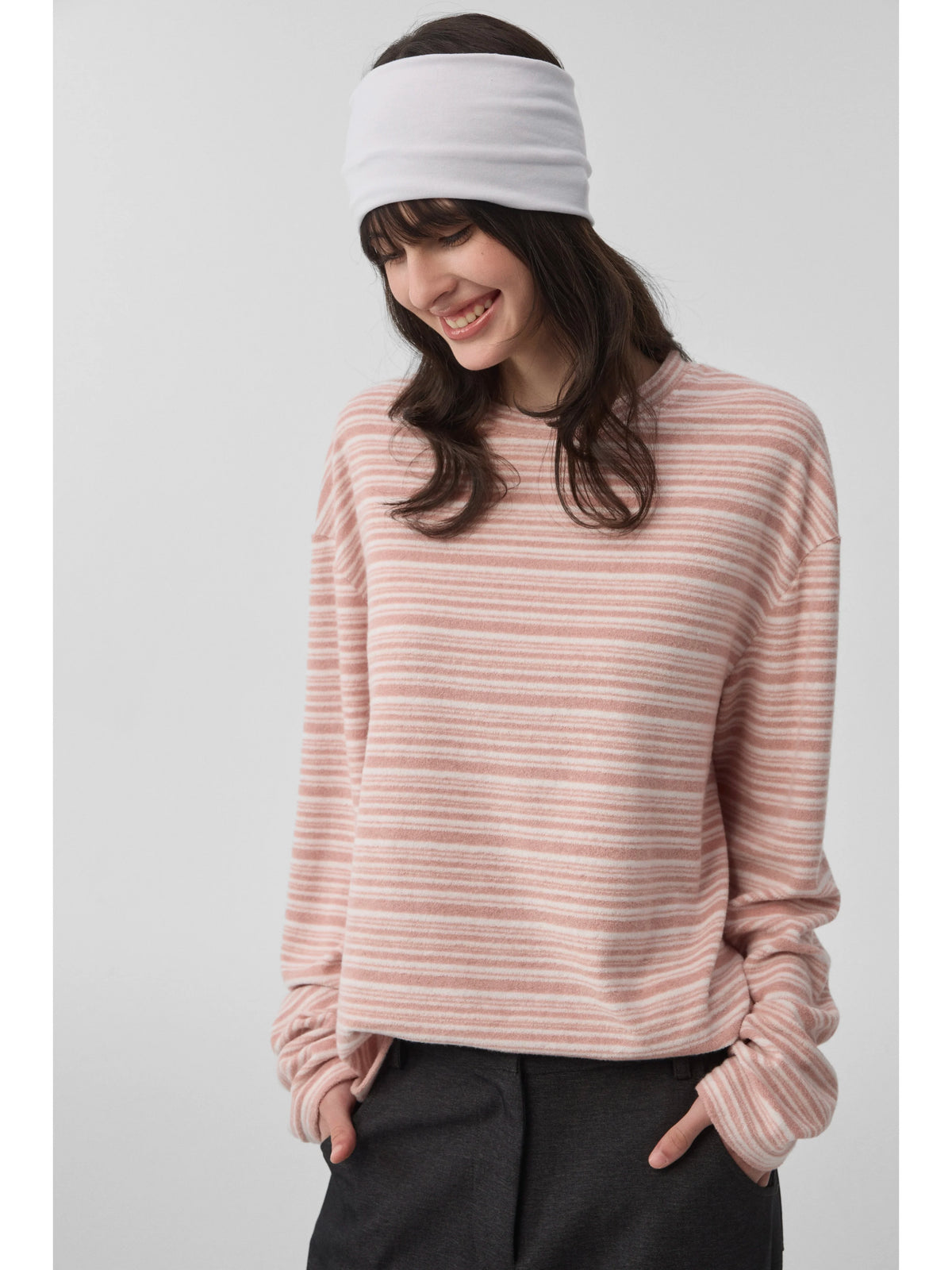 STRIPED FLEECE LONG SLEEVE TOP 2