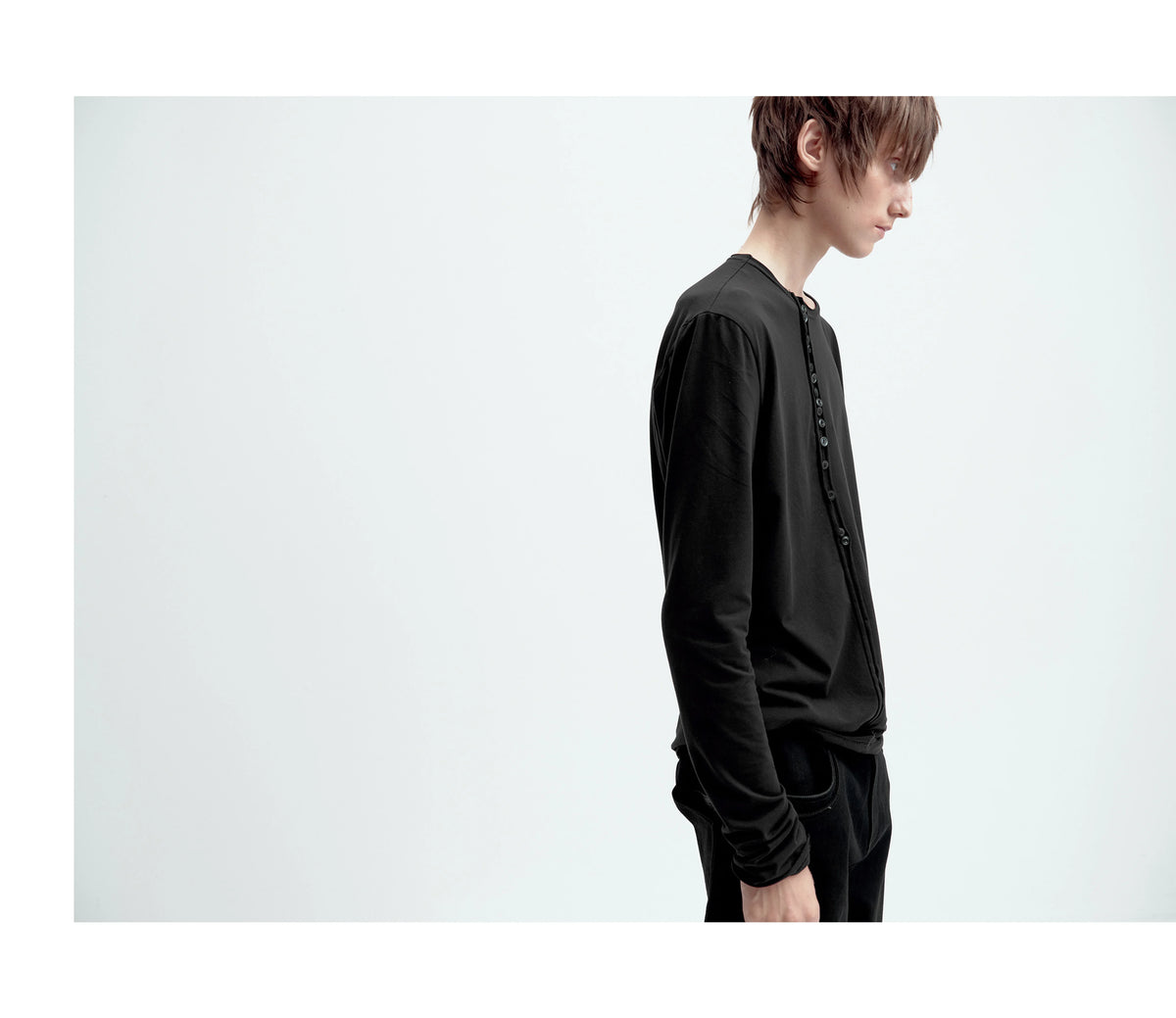 ASYMMETRICAL BUTTON-UP COTTON TOP