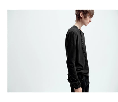 ASYMMETRICAL BUTTON-UP COTTON TOP