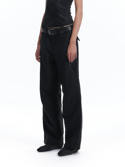 3D PATCHWORK RELAXED WORK PANTS