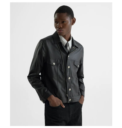 COATED TYPE THREE BIKER JACKET ブラック