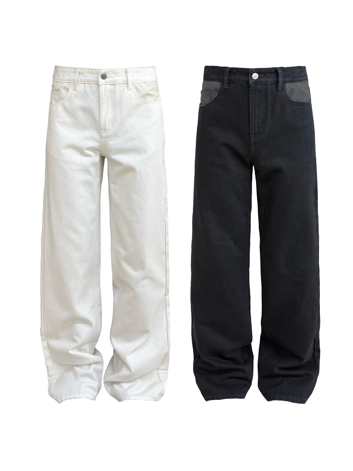LEATHER-TRIM SLIM JEANS