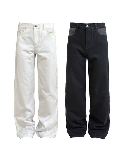LEATHER-TRIM SLIM JEANS
