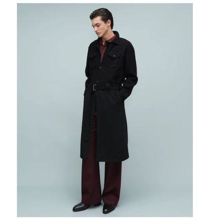 KNIT PANEL LONG COAT ブラック