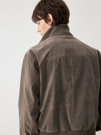 RIBBED STAND-UP COLLAR JACKET