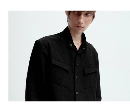 TEXTURED FITTED LONG-SLEEVE SHIRT