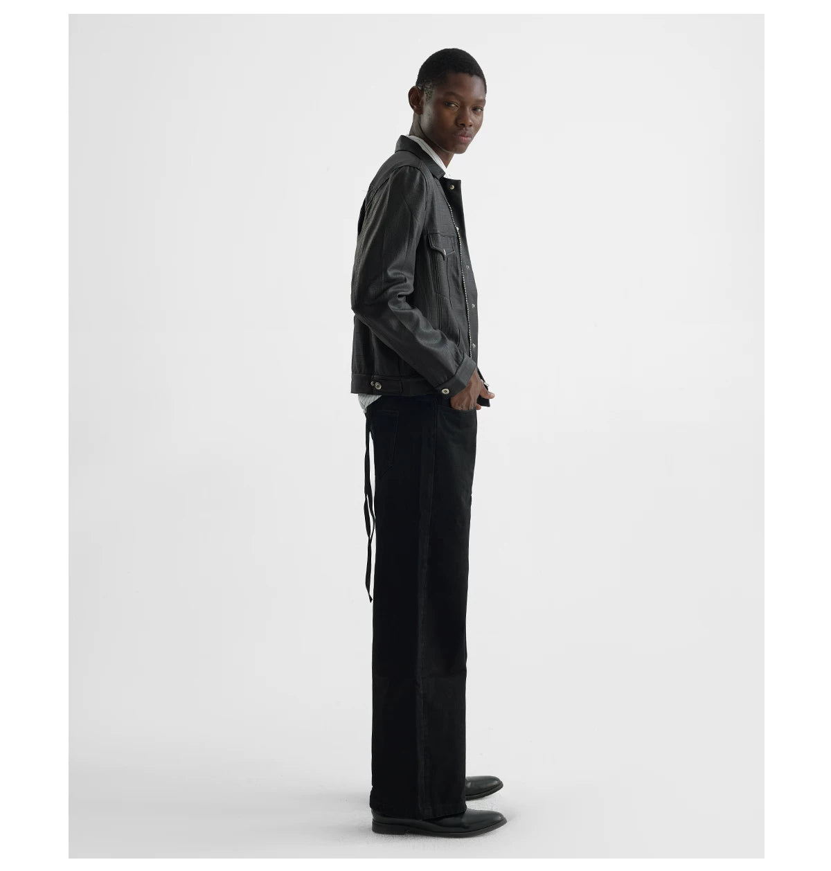 COATED TYPE THREE BIKER JACKET ブラック