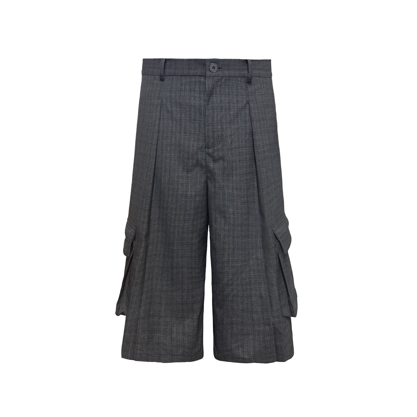 PLAID PLEATED WORK SHORTS