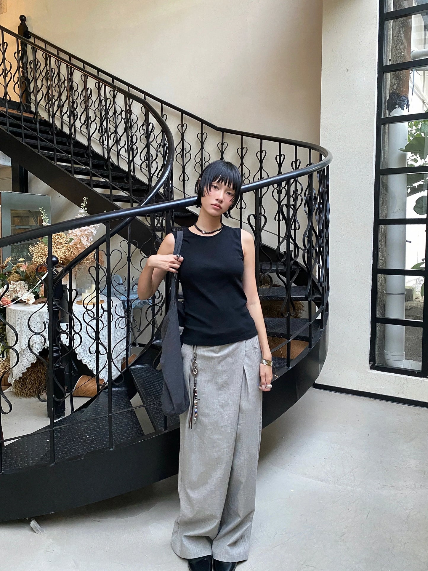 IRREGULAR SPLICE SUIT PANTS