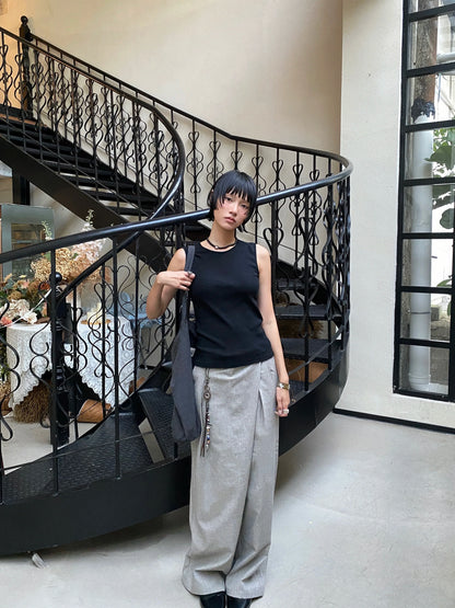 IRREGULAR SPLICE SUIT PANTS