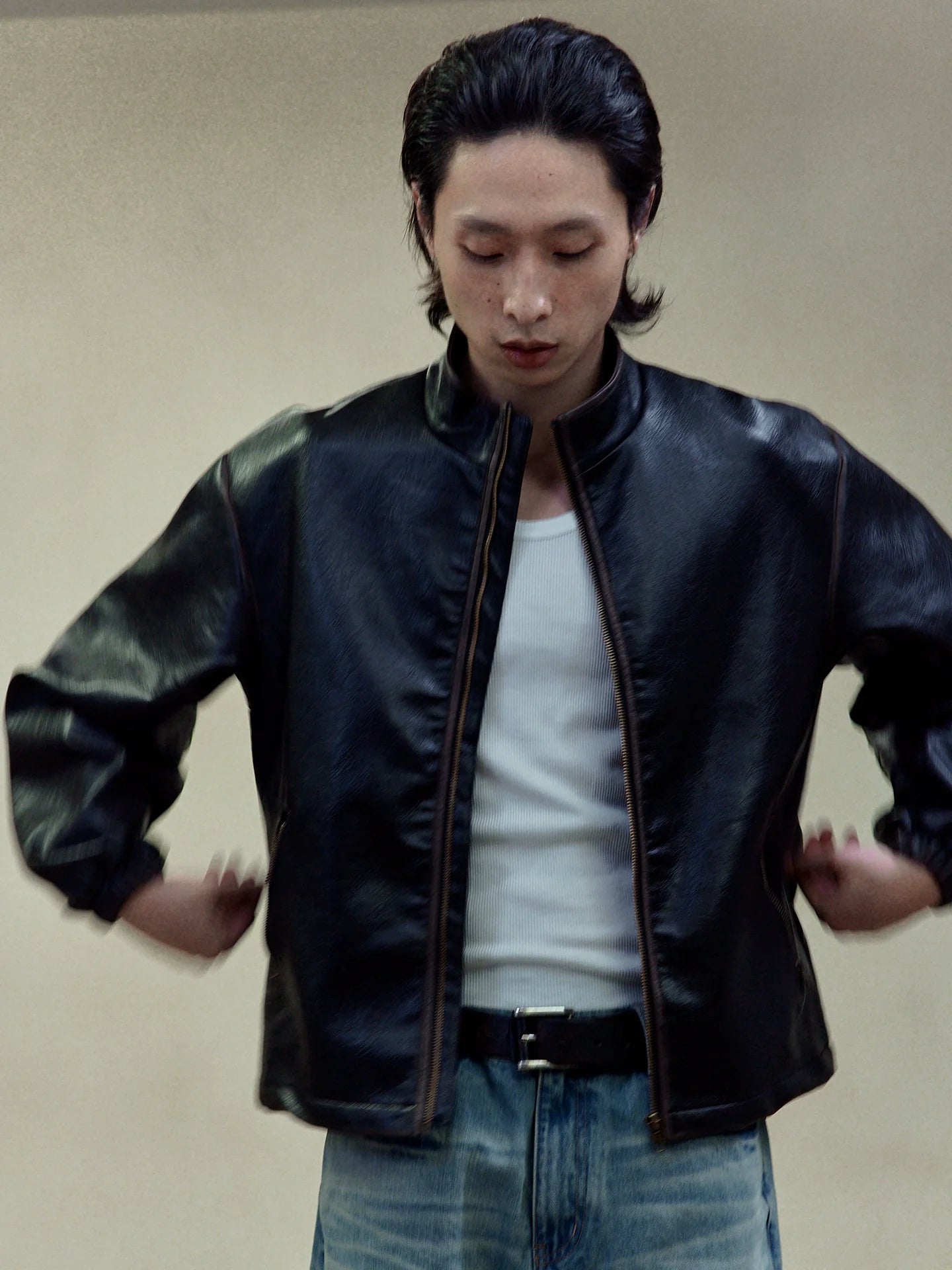 RETRO BOXY LEATHER JACKET