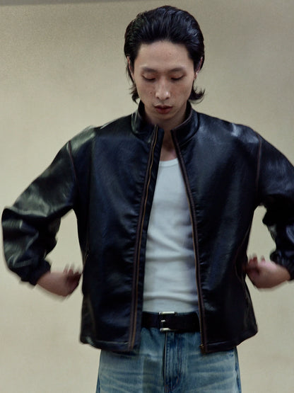 RETRO BOXY LEATHER JACKET