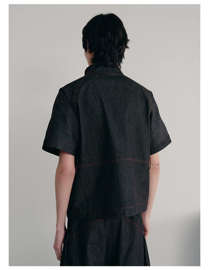 RAW DENIM SHIRT WITH SLITS