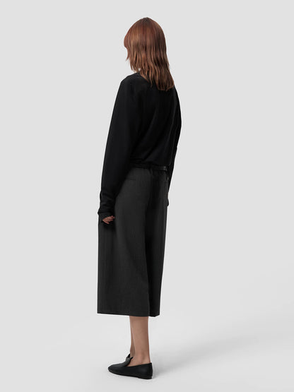 ASYMMETRIC NECK LINEN BLEND LONG SLEEVE TOP 16