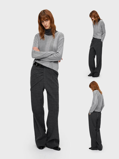 RADIATING PLEAT CHECK TROUSERS 7