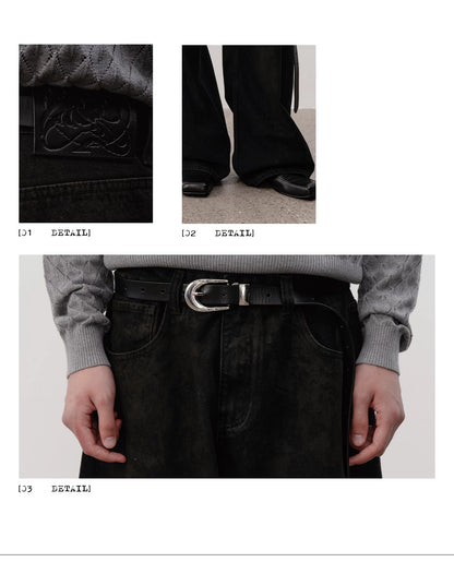 DISTRESSED BLACK DENIM PANTS