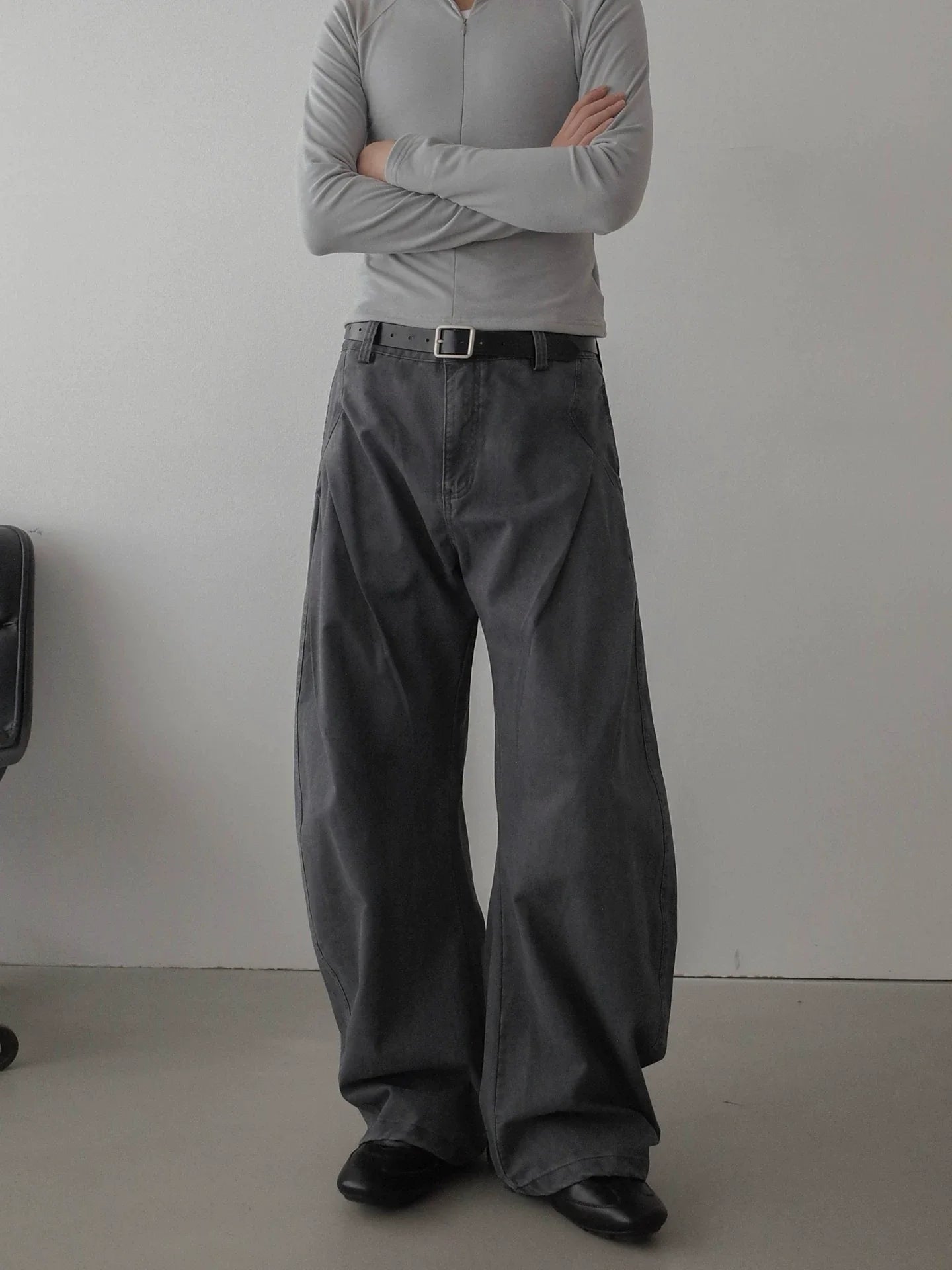 WIDE-LEG WORK PANTS