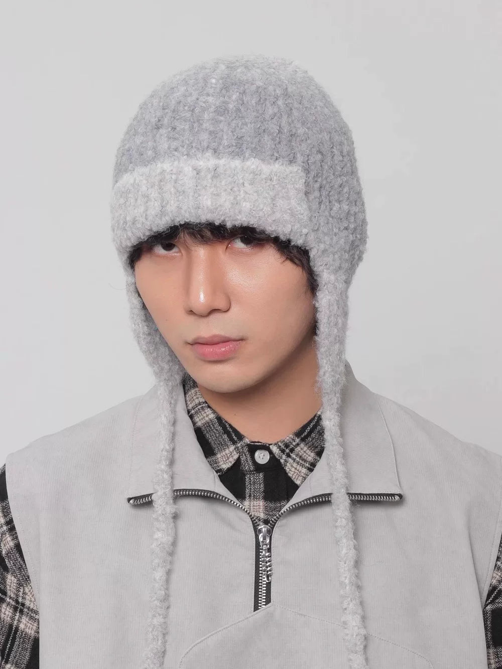 MELANGE EARFLAP KNIT CAP 5