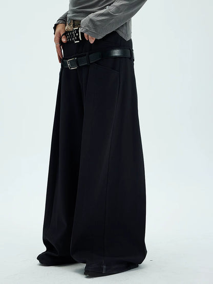 DOUBLE BELTED DRAPED PANTS
