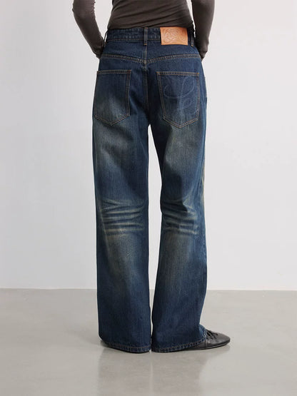 RETRO TWO-TONE STRAIGHT-LEG JEANS
