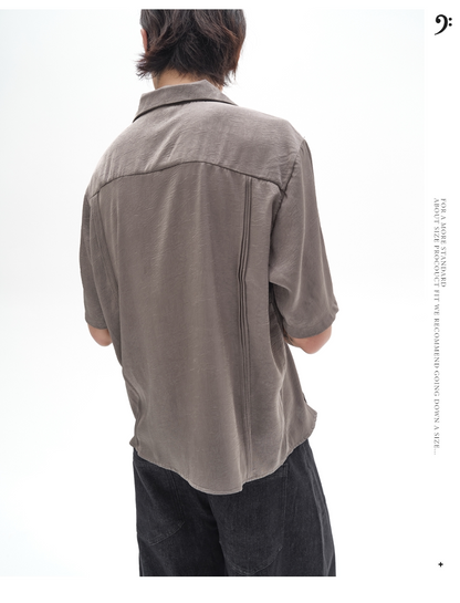 LIGHT GRAY PLEATED POLO SHIRT