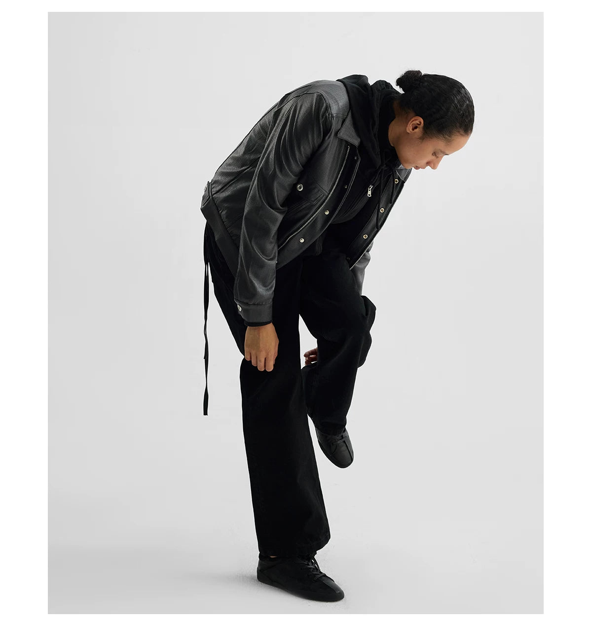 COATED TYPE THREE BIKER JACKET ブラック