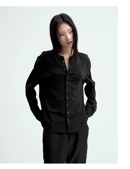 SATIN-TRIM LAYERED CARDIGAN