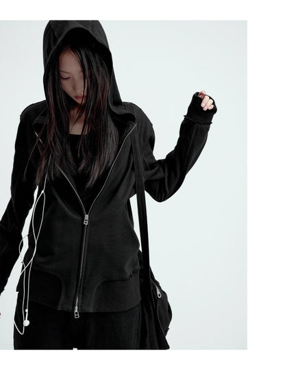 ZIPPERED SLIM-FIT HOODIE