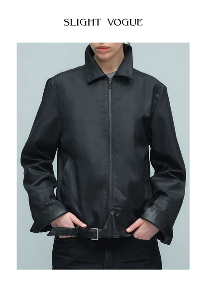 WAXED BUCKLE HEM JACKET ブラック