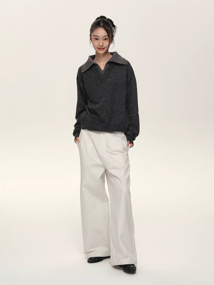LAYERED  V-NECK WOOL SWEATER