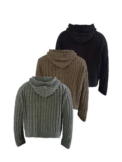 CHUNKY STRIPE KNIT HOODIE