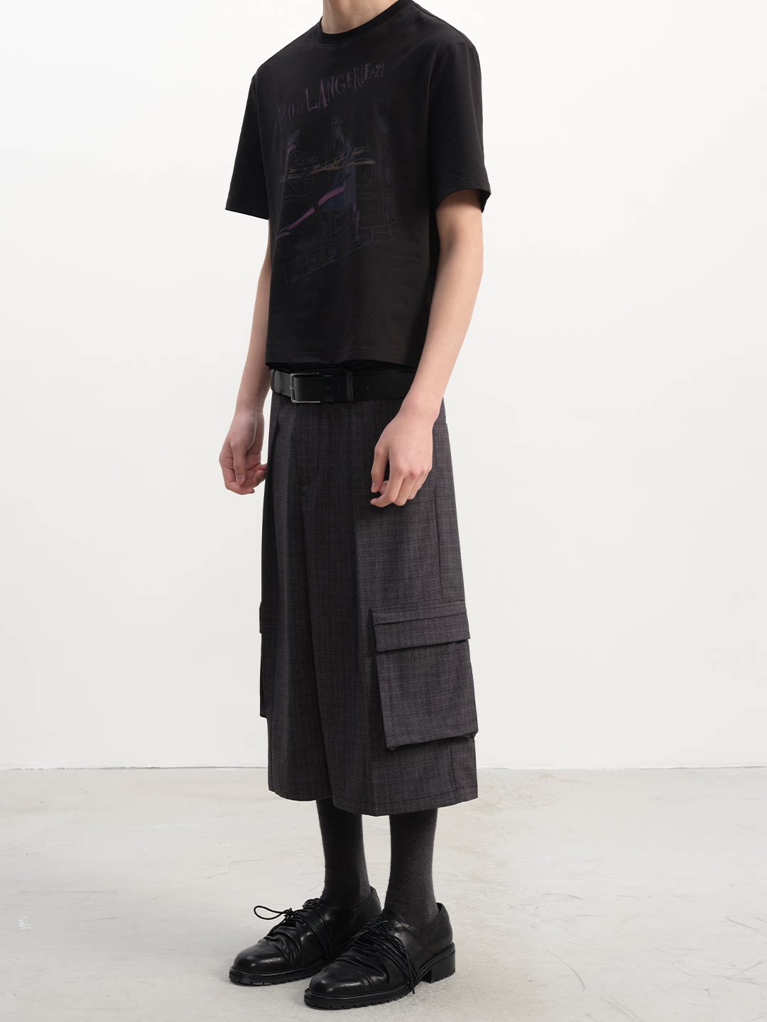 PLAID PLEATED WORK SHORTS