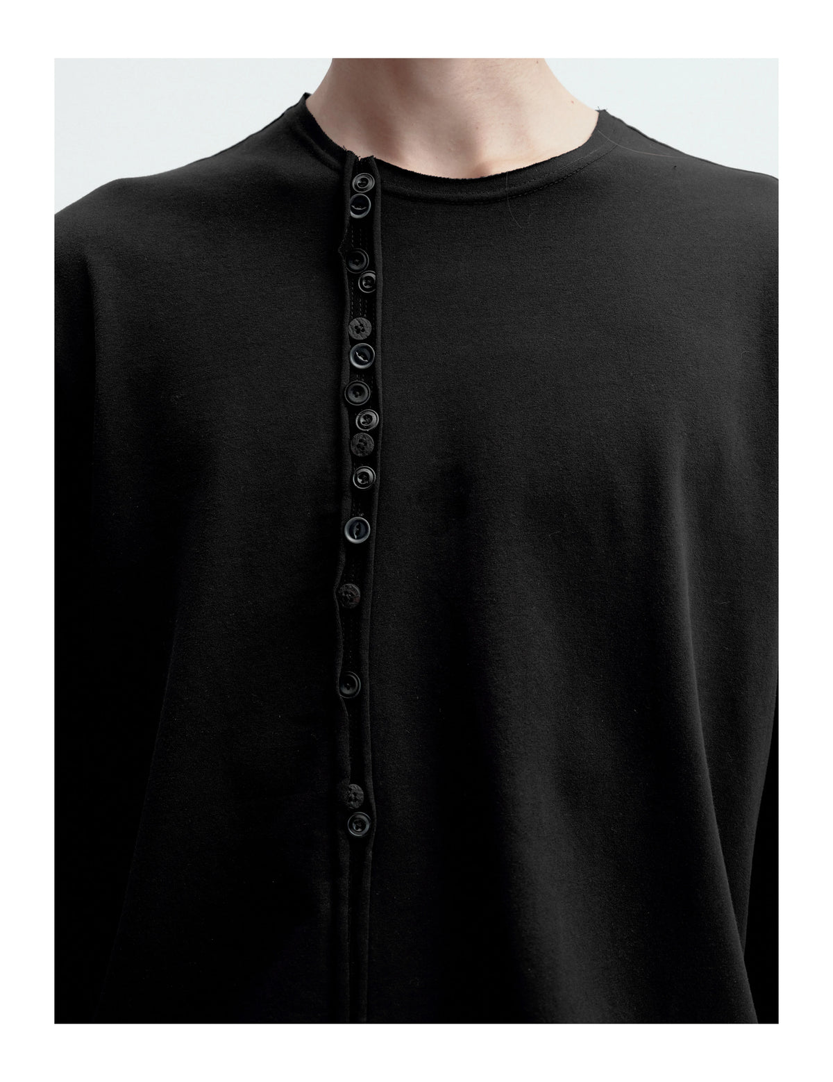 ASYMMETRICAL BUTTON-UP COTTON TOP