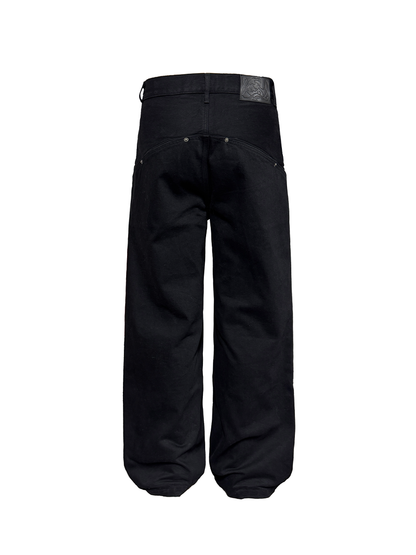 STUDDED DENIM STRAIGHT PANTS