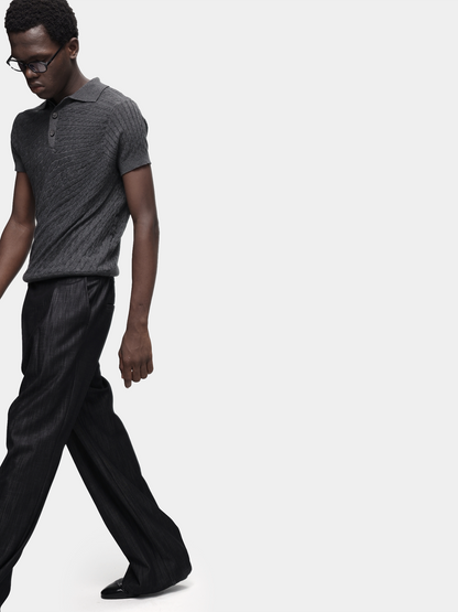 DENIM LOOK SLUB STRAIGHT TROUSERS 16
