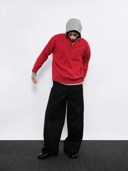 STURDY WIDE-CUFF CASUAL PANTS