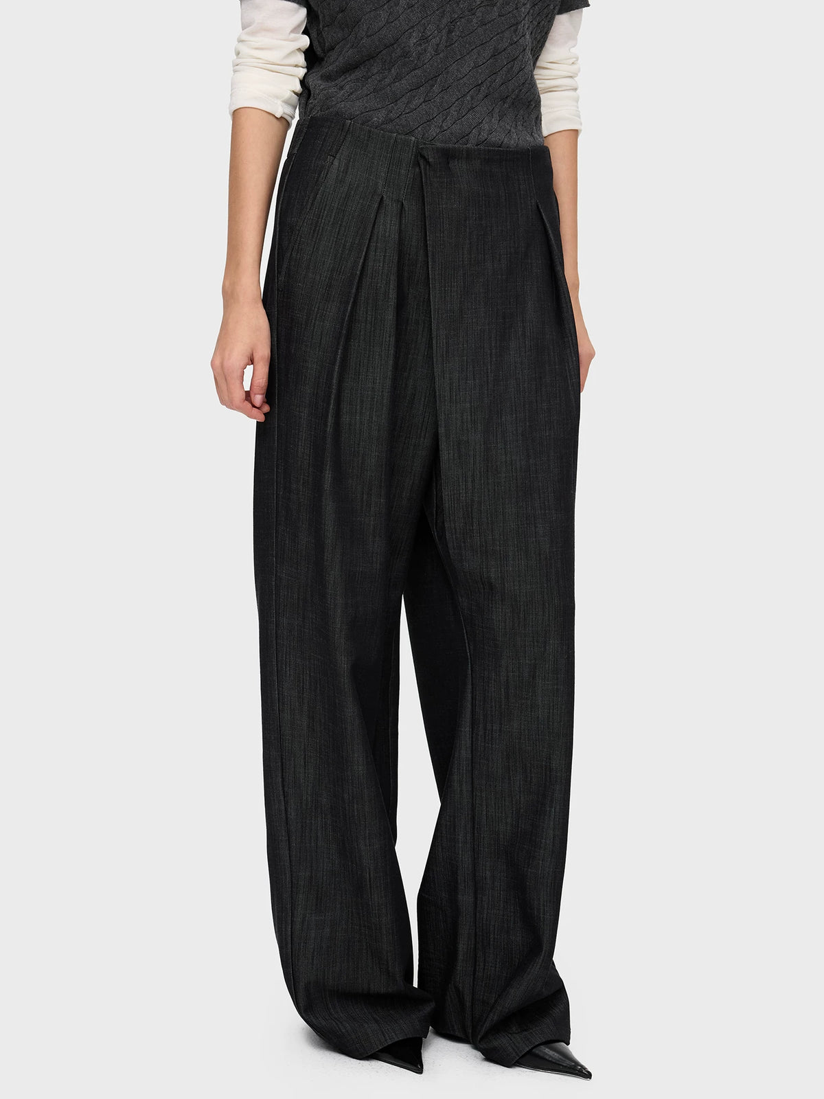 DENIM LOOK SLUB STRAIGHT TROUSERS 14