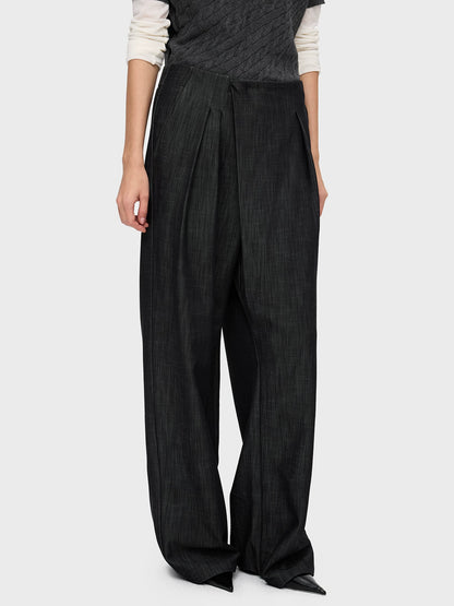 DENIM LOOK SLUB STRAIGHT TROUSERS 14