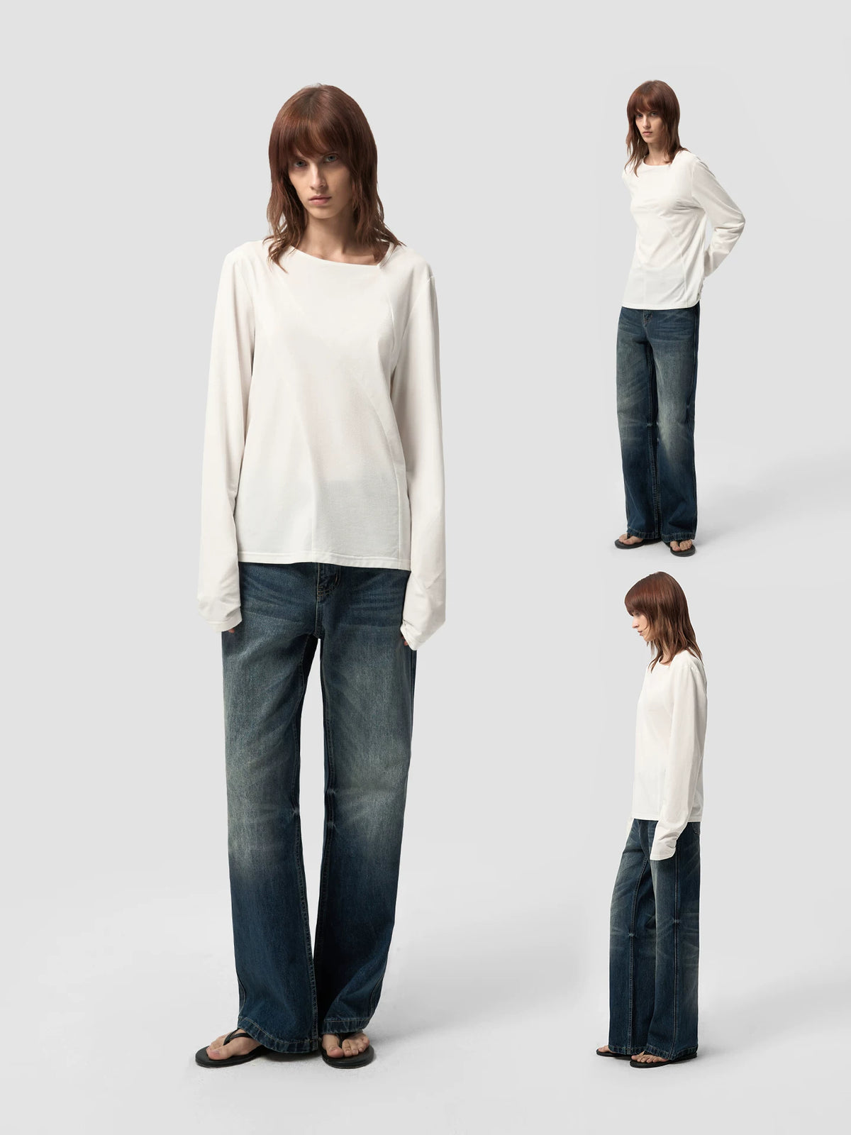 ASYMMETRIC NECK LINEN BLEND LONG SLEEVE TOP 8