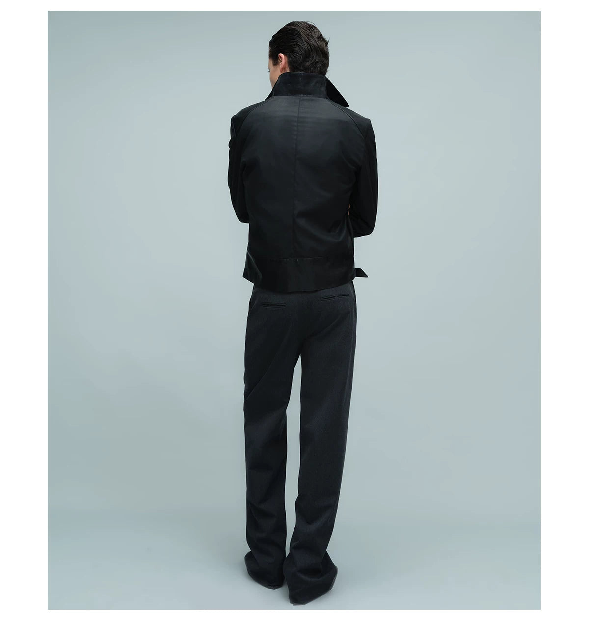 WAXED BUCKLE HEM JACKET ブラック
