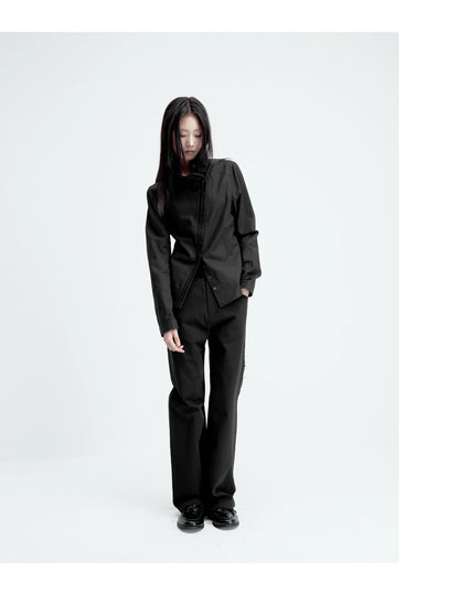CURVED PLACKET STAND-UP JACKET