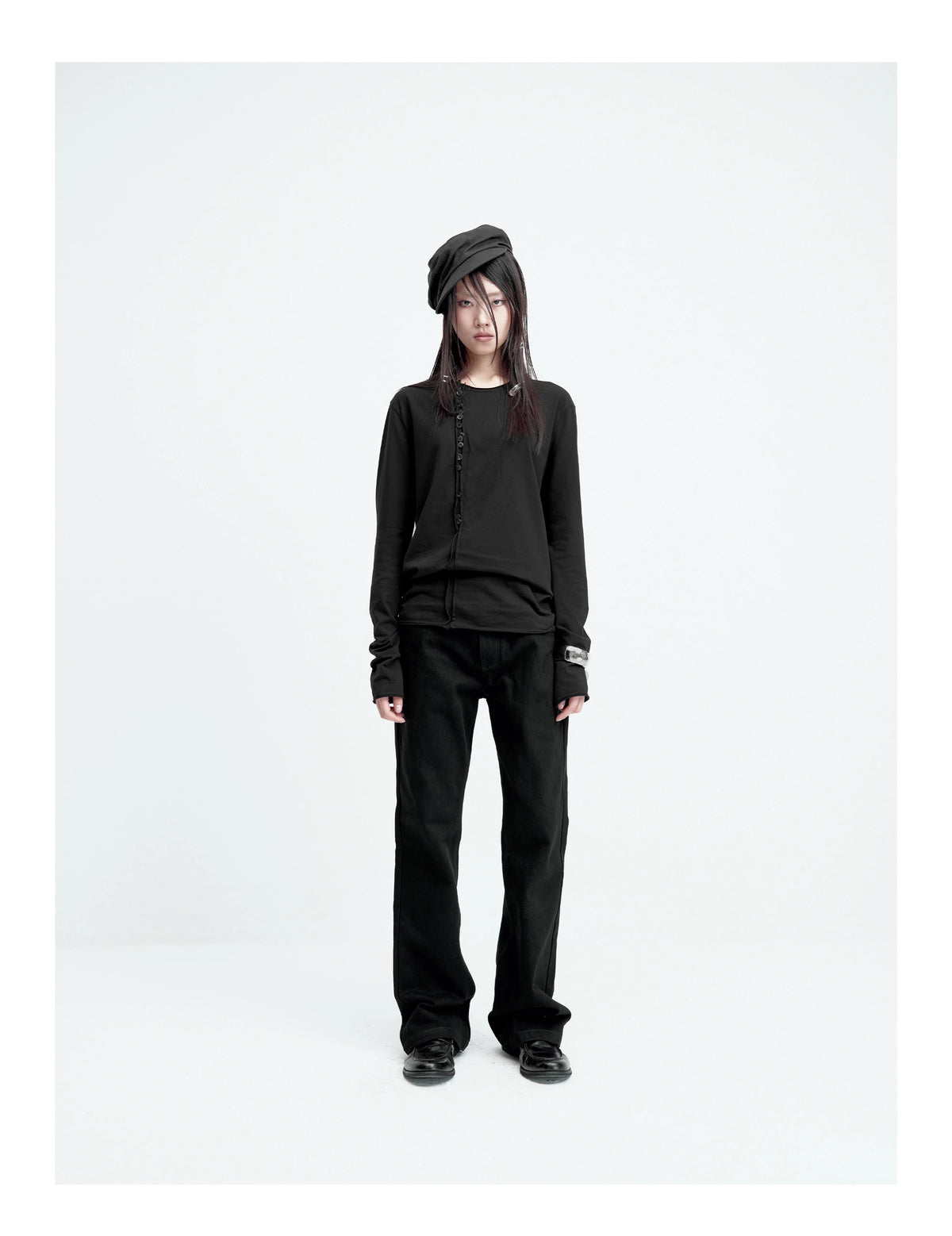 ASYMMETRICAL BUTTON-UP COTTON TOP