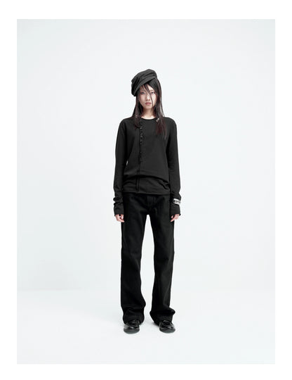 ASYMMETRICAL BUTTON-UP COTTON TOP