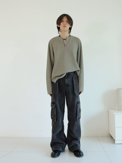 DISTRESSED FLAP POCKET JEANS